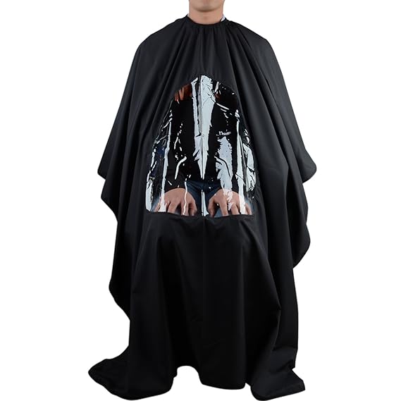 TraderPlus Hair Cutting Gown Cape with Viewing Window Hairdresser Barber Stylist Hair Cut 57x47