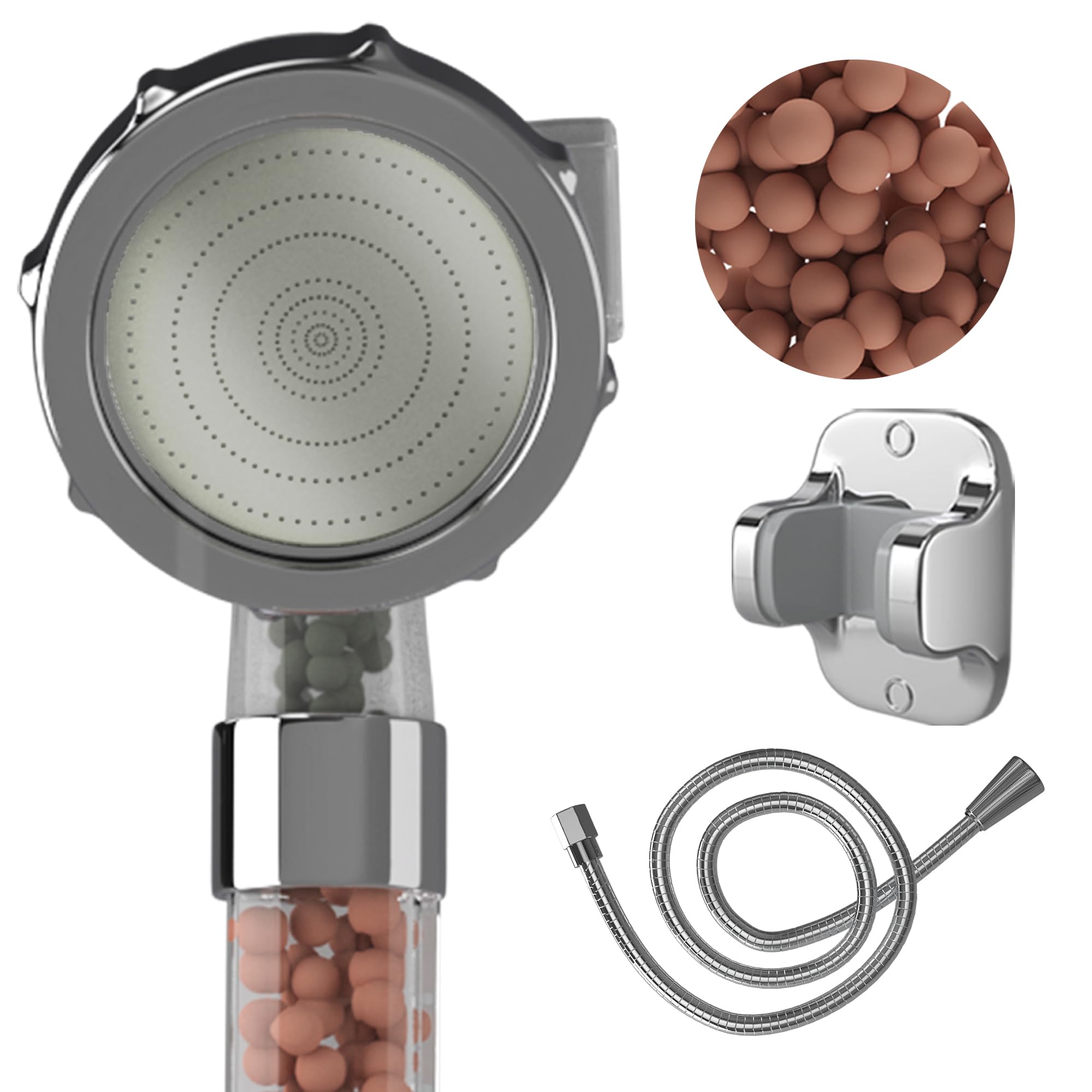 Shower Head for Hard Water, High Pressure 3 Modes Shower Heads with Handheld Spray, Water Softener Showerhead Set with Mineral Beads to Remove Chlorine & Fluoride