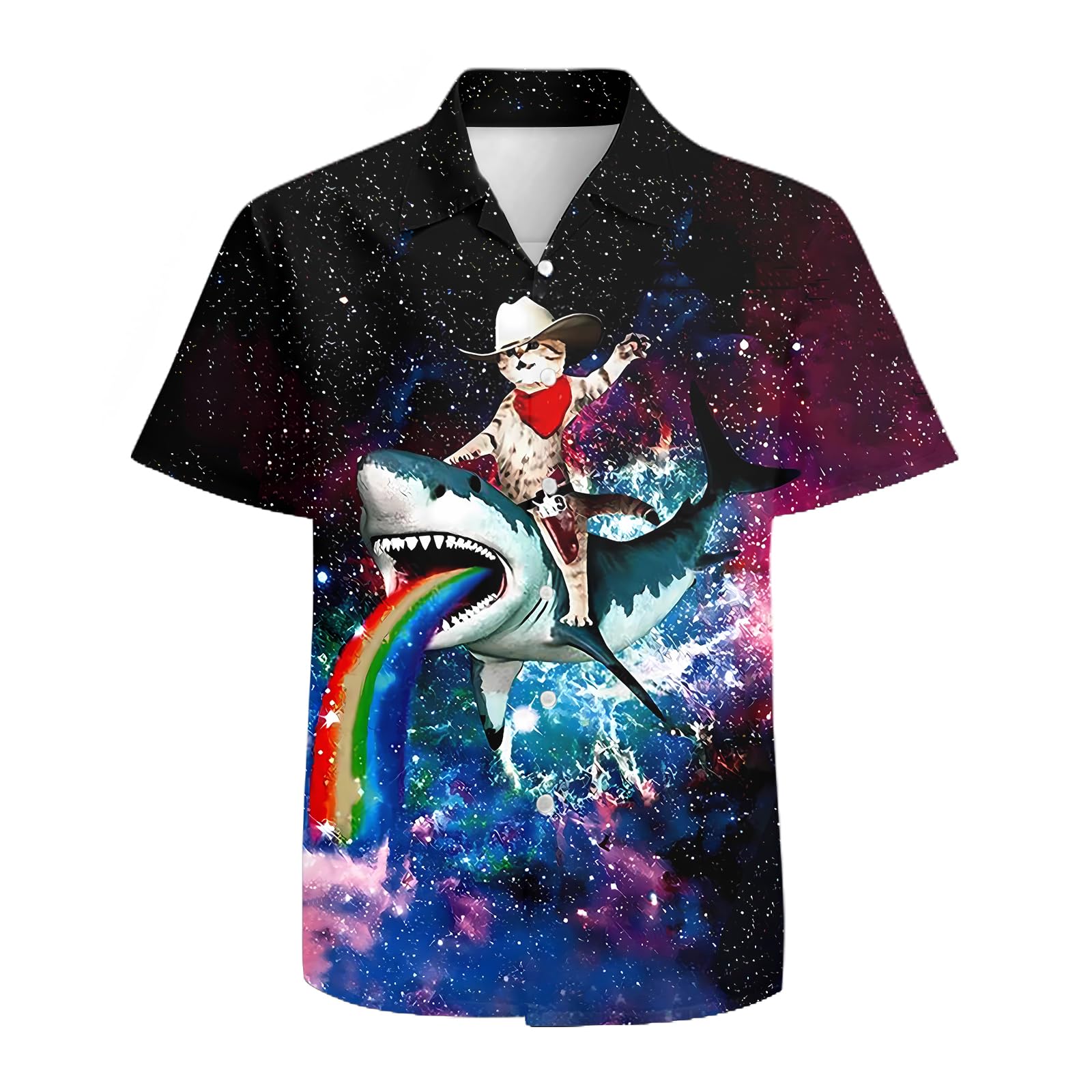 Mens Funny Hawaiian Shirts 3D Graphic Button Down Short Sleeve Tropical Holiday Beach Aloha Shirt