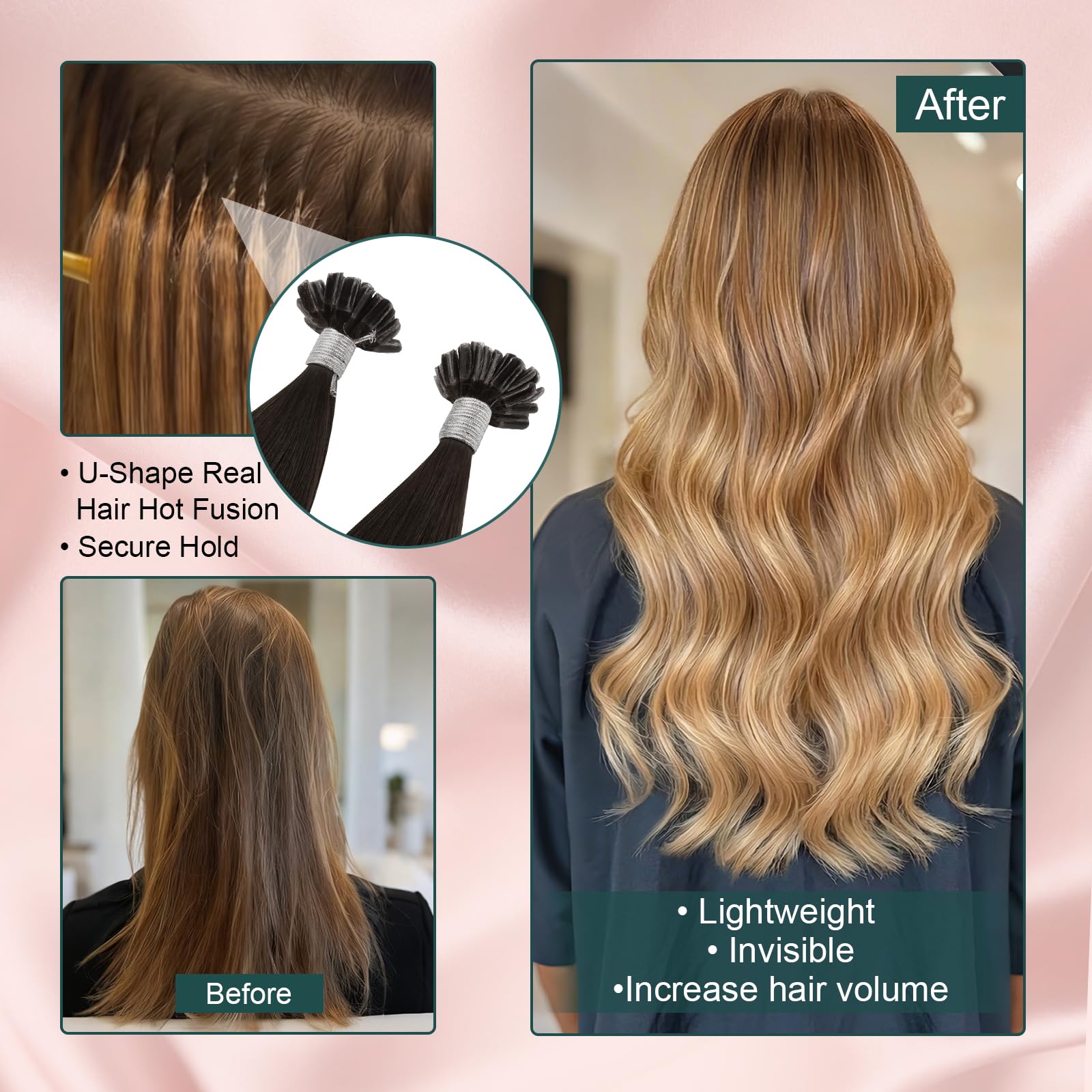 Easyouth U Tip Hair Extensions Brown Keratin Tip Hair Extensions Real Human Hair Darkest Brown Keratin Hair Extension Human Hair with Natural Texture 18Inch 50G 1G/S — view 5