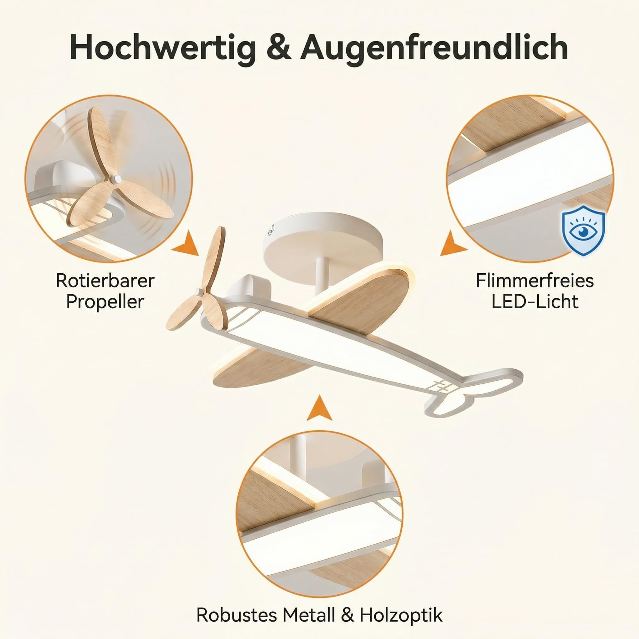 Epochglo LED Deckenleuchte Dimmbar 40W Fernbedienung 3000K-6500K Flugzeug Kinderzimmer Ø53cm