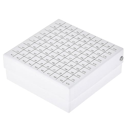 uxcell Caja de almacenamiento para congelador de tubo de centrífuga, soporte de cartón impermeable de 100 pocillos, color blanco para tubos de