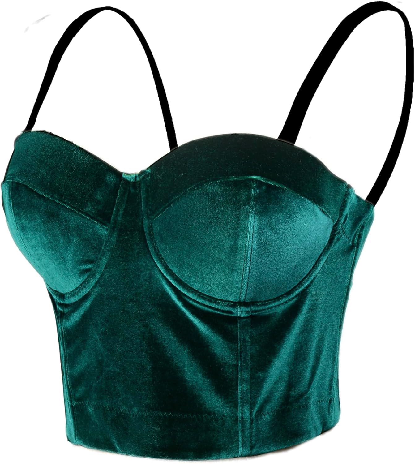 ELLACCI Velvet Soft Bustier Crop Top Push Up Women's Corset Top Bra Green