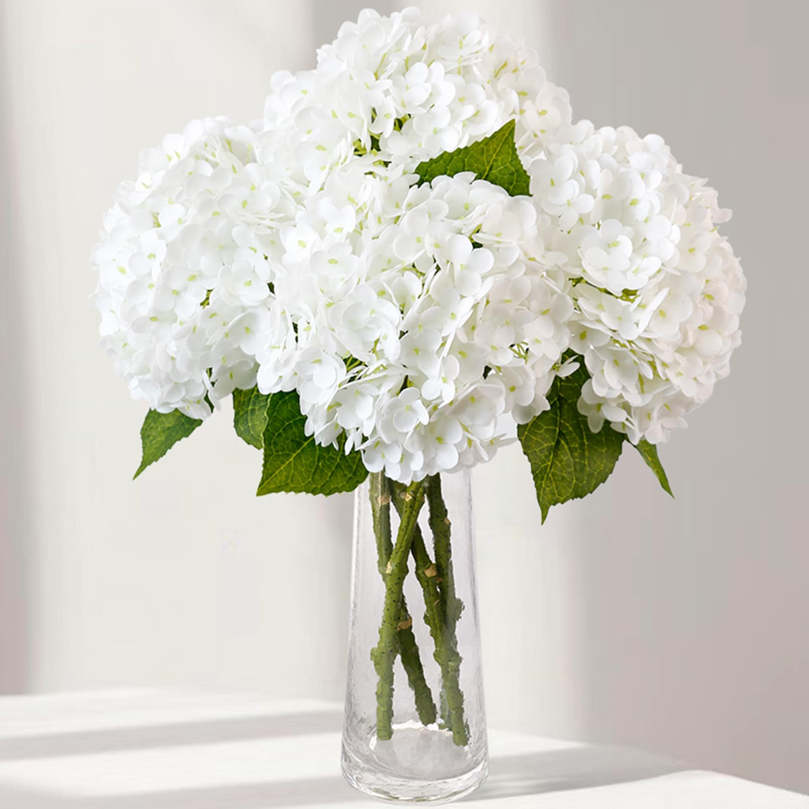 Leftover Hydrangea Artificial Flowers,4 Pcs Real Touch Hydrangea Flowers with 3 Pcs Butterflies for Centerpiece Table Decorations,Floral Arrangements