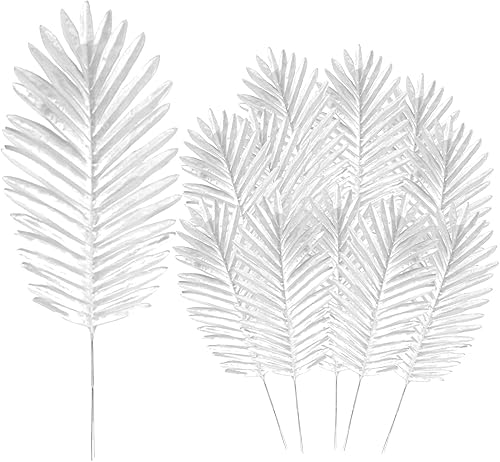 WUHNGD 12 hojas artificiales de palmeras, plantas tropicales grandes hojas de palma, imitación helechos de plantas artificiales, hojas para el