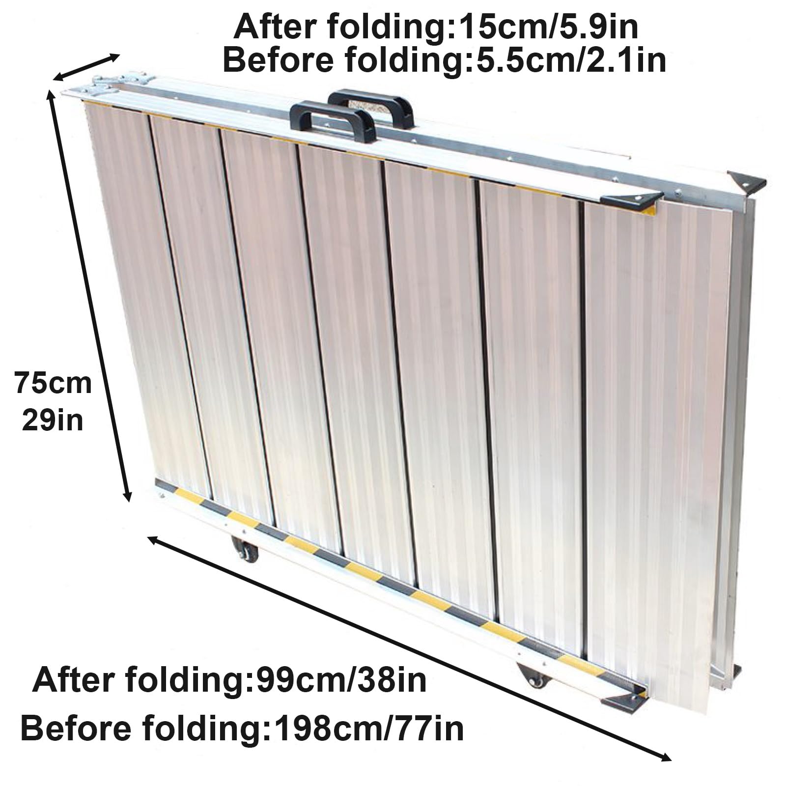 230 cm Bardzo Długa, Wytrzymała Aluminiowa Rampa Progowa, Udźwig 750 Funtów, Składana Rampa Podjazdowa Dla Wózków Inwalidzkich(230x75x5.5cm/90x29x2.1in)