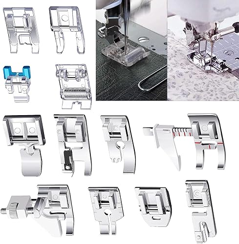 Kit de 12 prensatelas, zigzag, pie de puntada recta, pie de rodillo, máquina de coser a presión, juego de pies prensatelas para cantante, hermano,