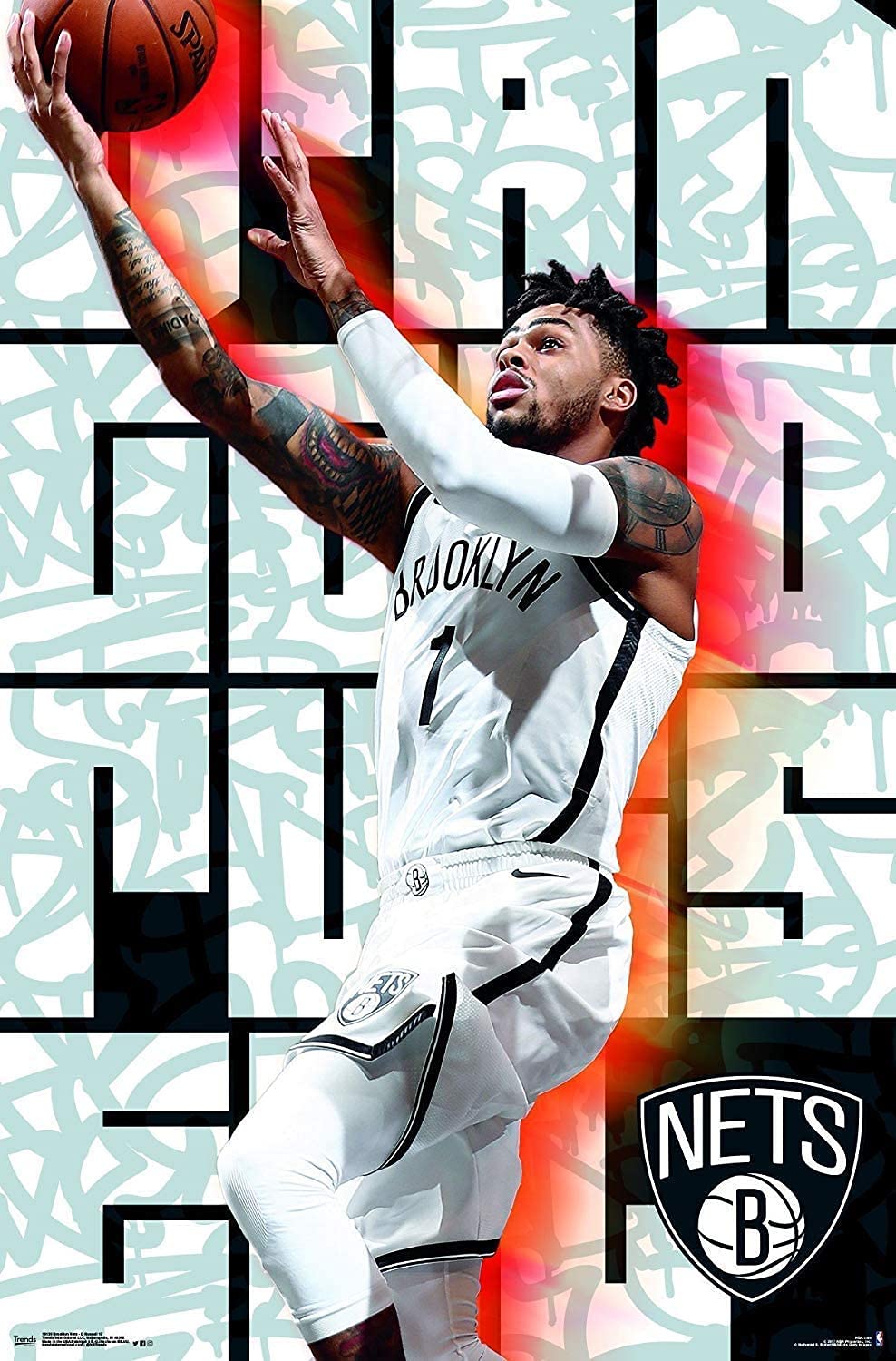 Dark Handicraft One : Brooklyn Nets D Angelo Russell Poster Rolled 12 x 12 inch