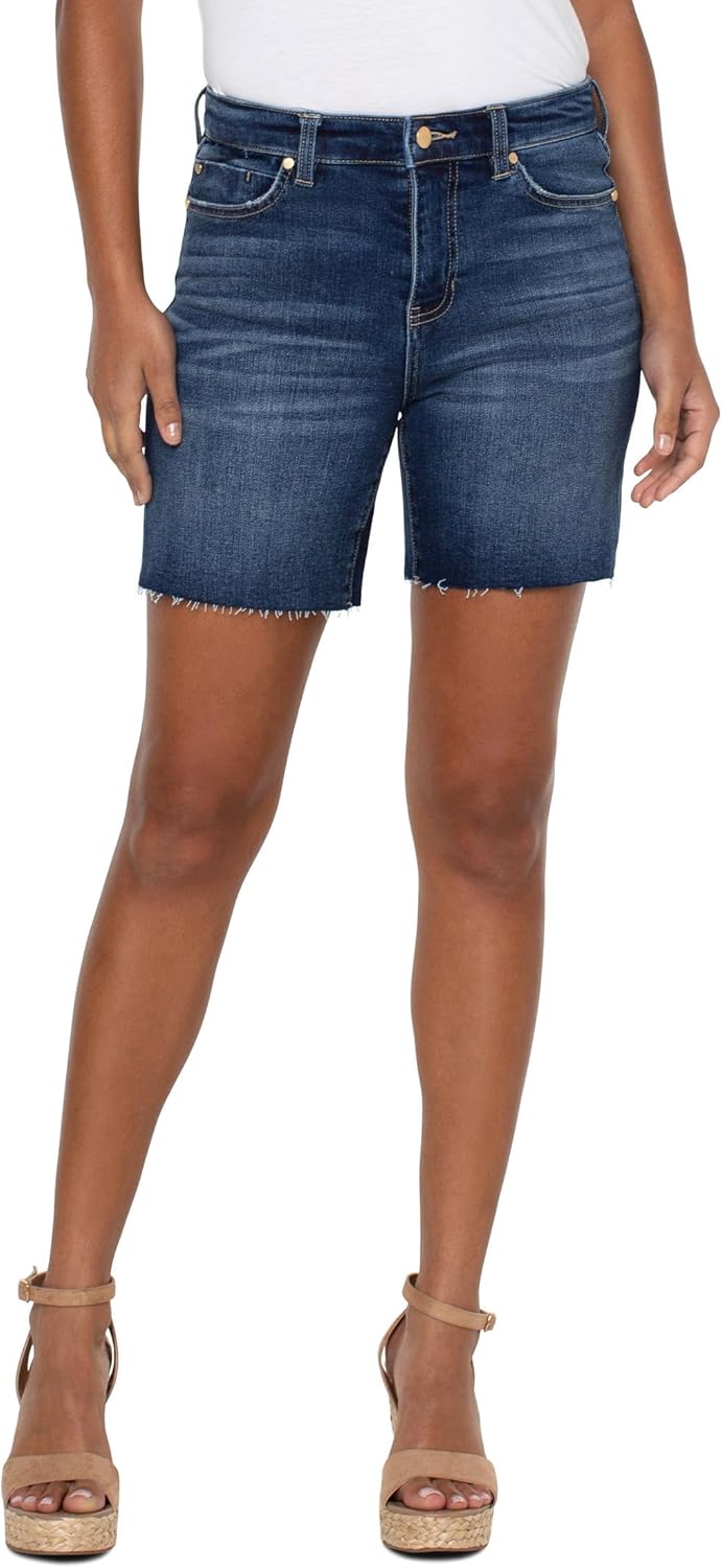 Liverpool Womens Kristy Hi-Rise Cut Hem Vintage Denim Short 7"