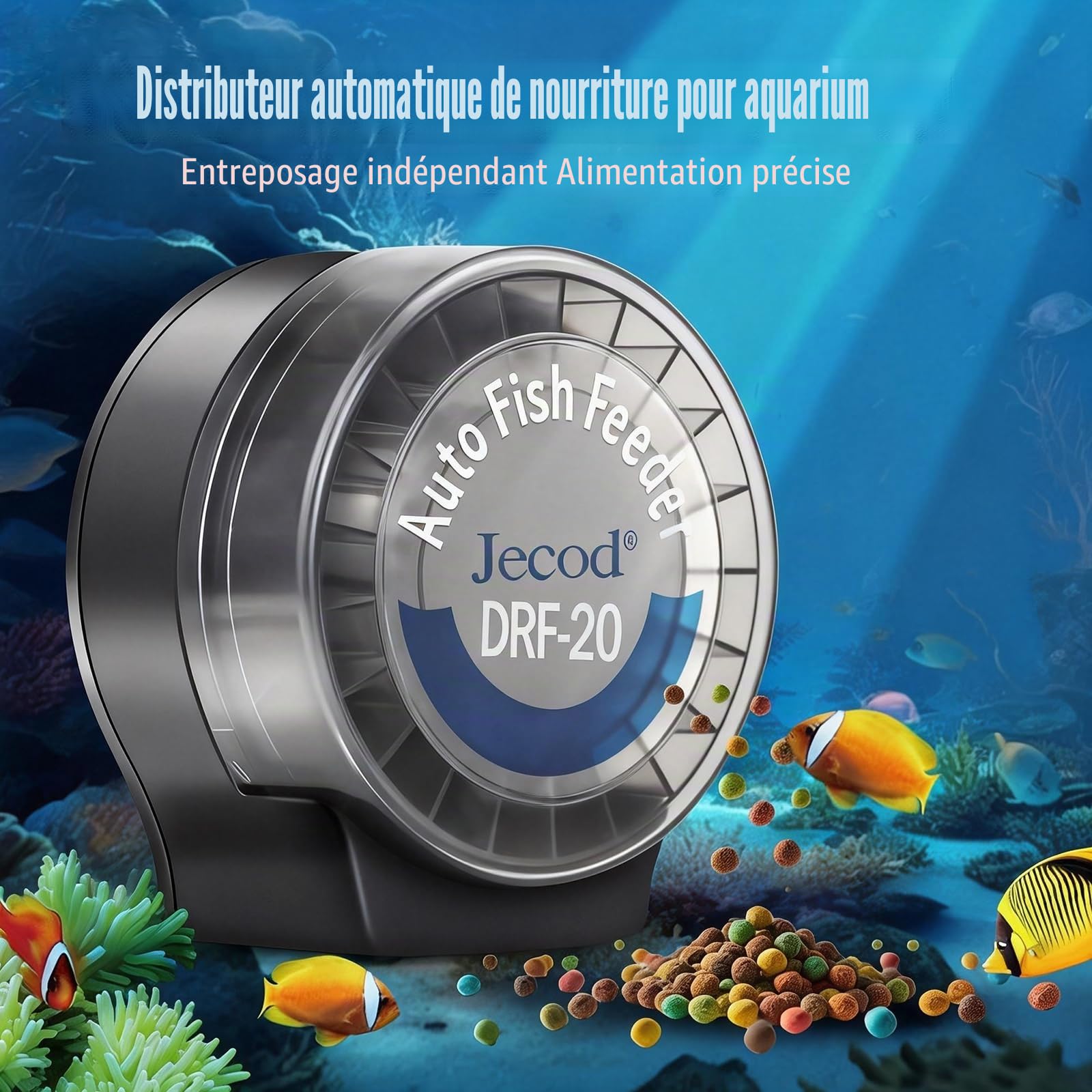 Distributeur Automatique de Nourriture pour Aquarium, Distributeur Automatique de Nourriture pour Poisson avec minuteur 140ML, 6 Modes, Distributeur Automatique Nourriture pour Aquarium avec câble