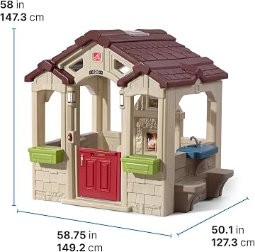 Step2 Charming Cottage Playhouse for children | plastic playhouse for garden/outdoors | Includes kitchen, fireplace, picnic area, bell & accessories