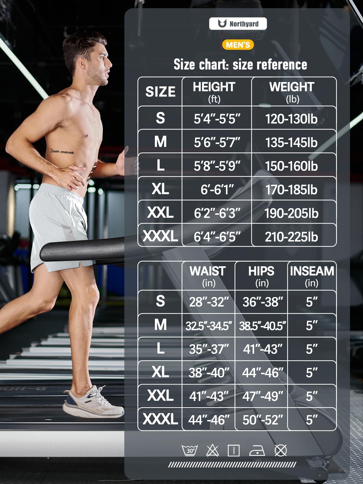 NORTHYARD Herren Laufshorts 12,7 cm Workout Gym Tennis 17,8 cm kurz schnell trocknend aktives Training mit Reißverschlusstaschen, Hellgrau, XL