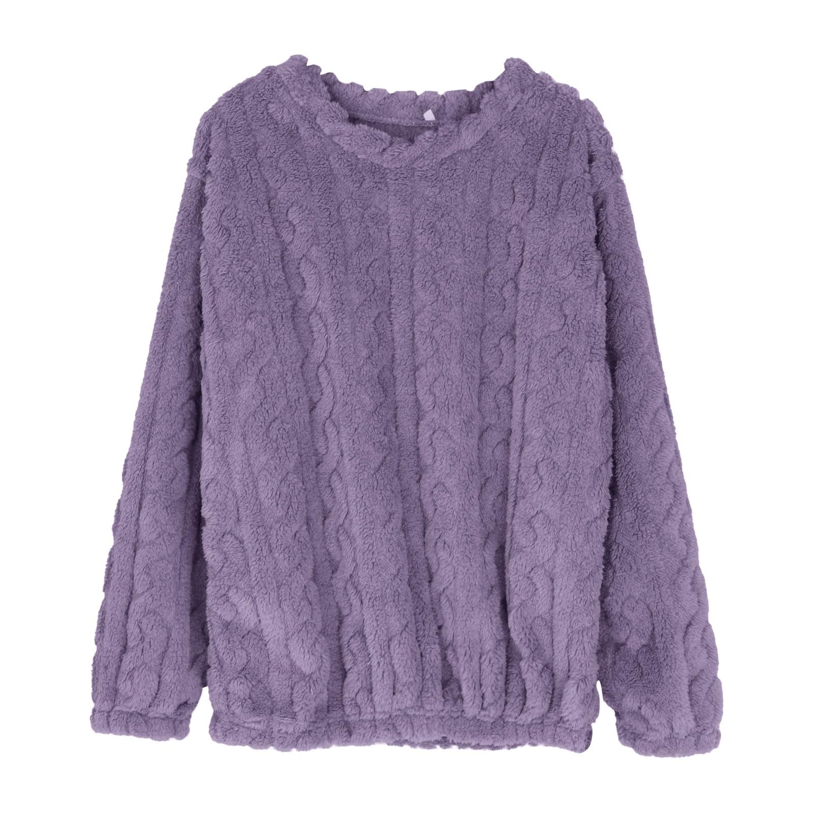 Pigiama lungo da donna, in flanella, per l'inverno, in due pezzi, a maniche lunghe, in peluche, per la casa, per ogni notte