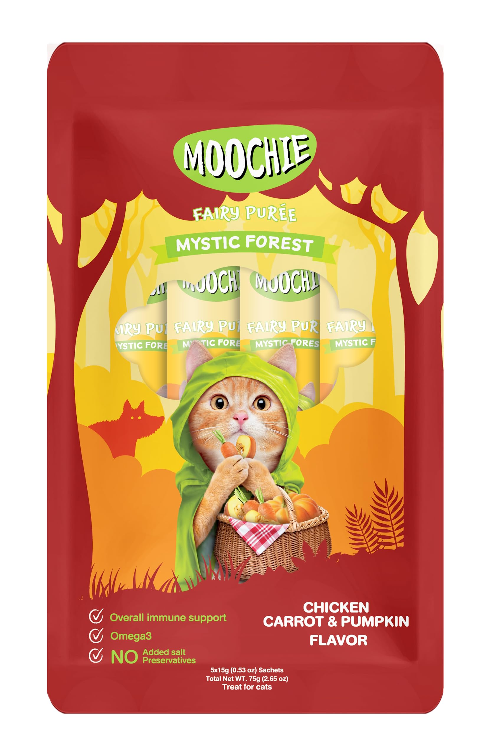 Moochie Smooth Creamy Cat Treats: Chicken Carrot & Pumpkin Flavor Cream Sticks - Yummy Lickable Kitty Snacks - No Added Salt - Pack of 5 Sticks x 15g-image-25