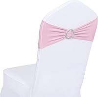 Vista 17 de Obstal 50 cintas elásticas de elastano para sillas de recepción de boda, bandas elásticas universales para sillas con hebilla deslizante para Negro