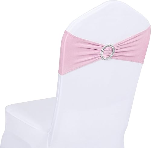 Vista 17 de Obstal 50 cintas elásticas de elastano para sillas de recepción de boda, bandas elásticas universales para sillas con hebilla deslizante para Negro