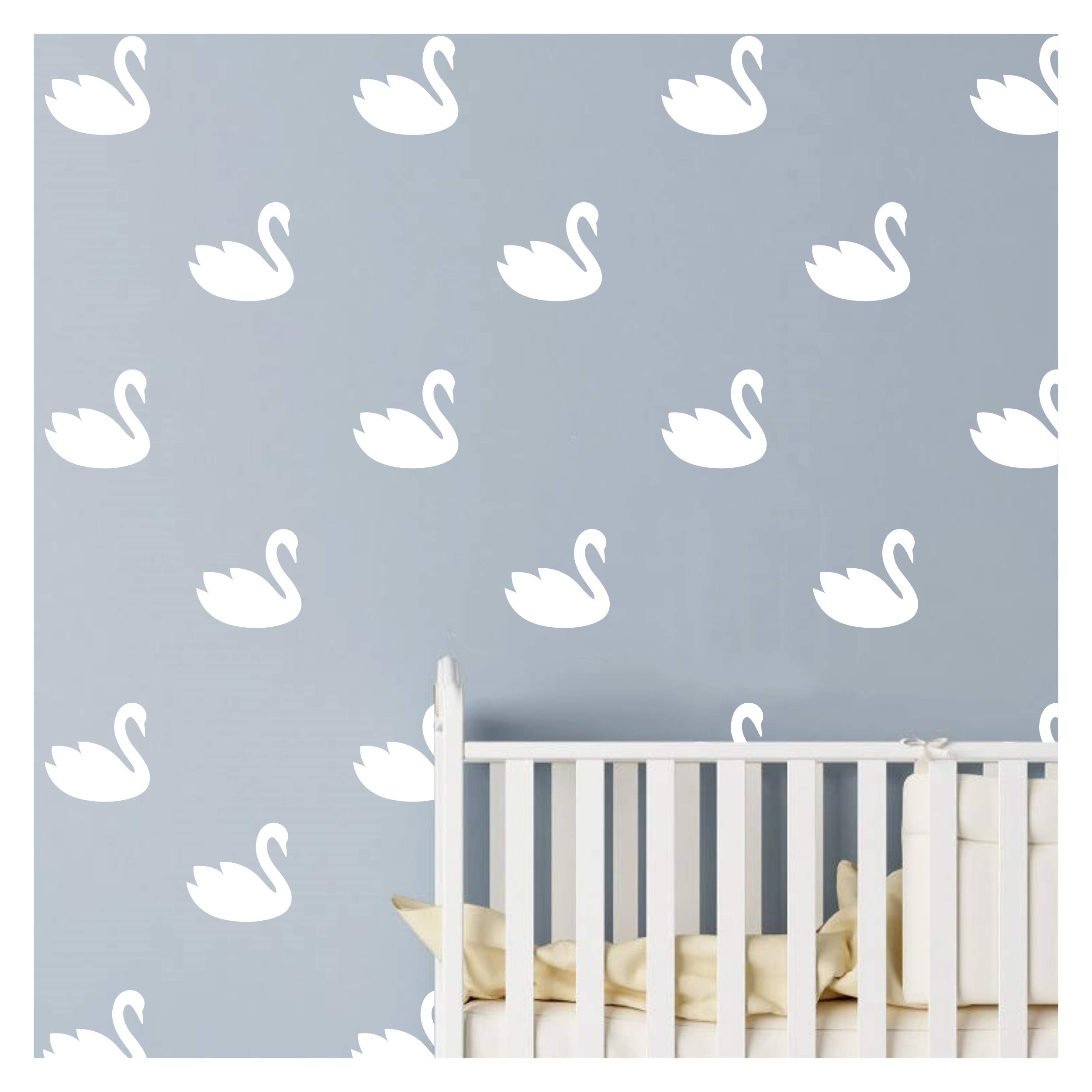 48 Pcs/Set Swan Wall Decal Vinyl Nursert Duck Stickers for Kids Baby Gilrs Bedroom Decoration Art Home Room Decor YMX31 (White)