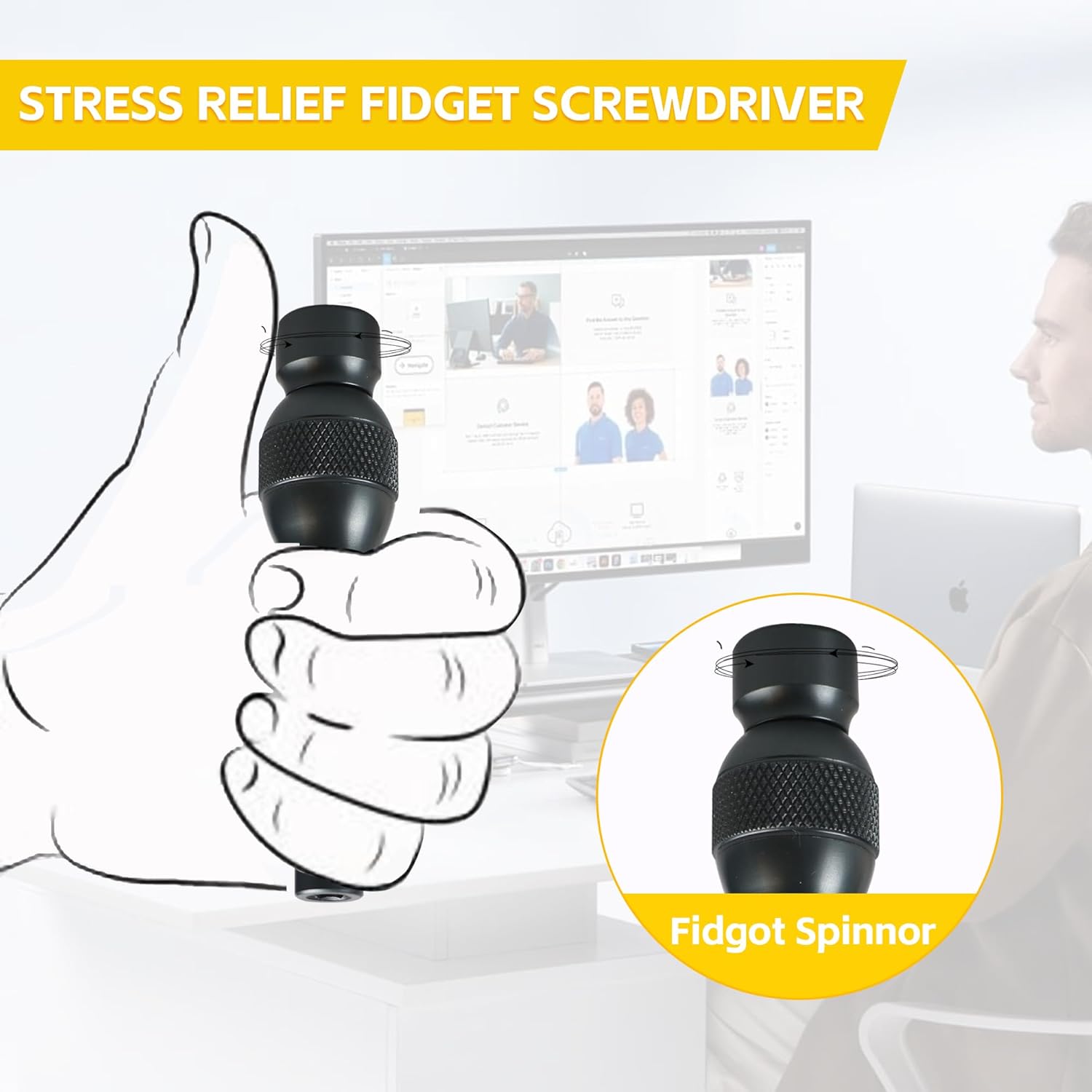 7-in-1 Fidget Screwdriver, Magnetic Self-Locking EDC Tool with Smooth Spinning Handle, for Work & Play.