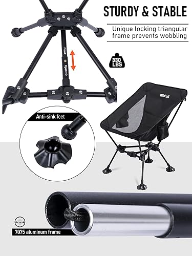 Miniatura 5 de WildCall Silla de camping plegable y ligera, silla de playa compacta con pies grandes que no se hunden
