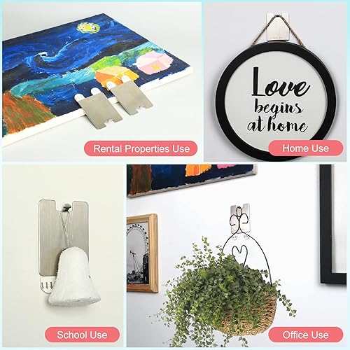 Miniatura 7 de Perchas de metal para marcos de fotos para colgar sin daños, ganchos para colgar fotos que no dañan la pintura de pared, ganchos de pared de dientes