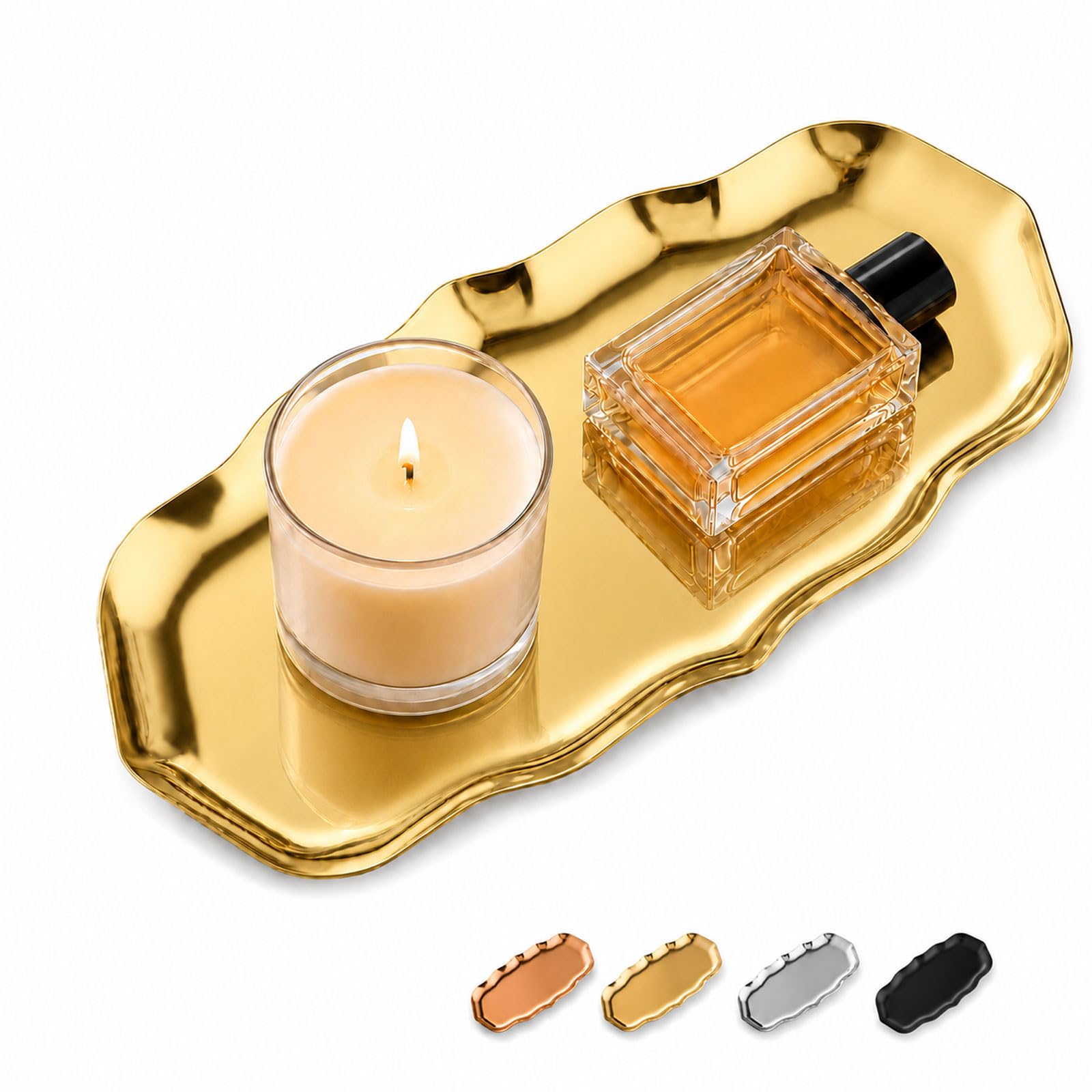 Photo 1 of WAMUAOOU Gold Wave Vanity Tray