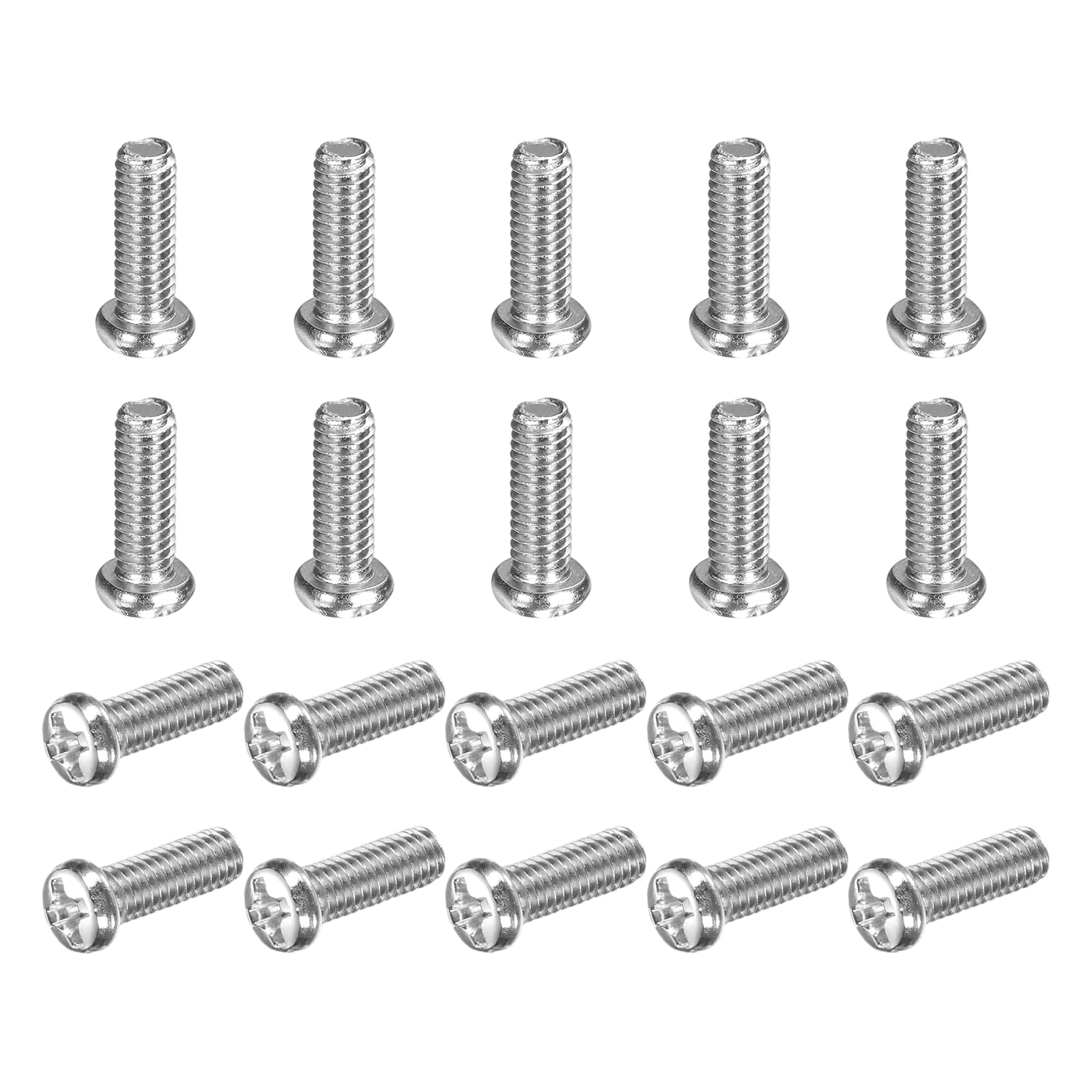sourcing map 50 Pcs M3.5x10-0.6mm Phillips Pan Head Machine Screws, Carbon Steel Full Thread