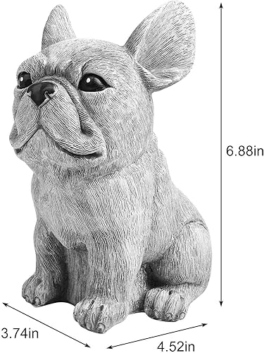 Miniatura 2 de Eeneme Adorno de bulldog francés, estatua de perro, escultura de cachorro, figura de animal de 6.8 pulgadas, decoración para patio, césped, jardín