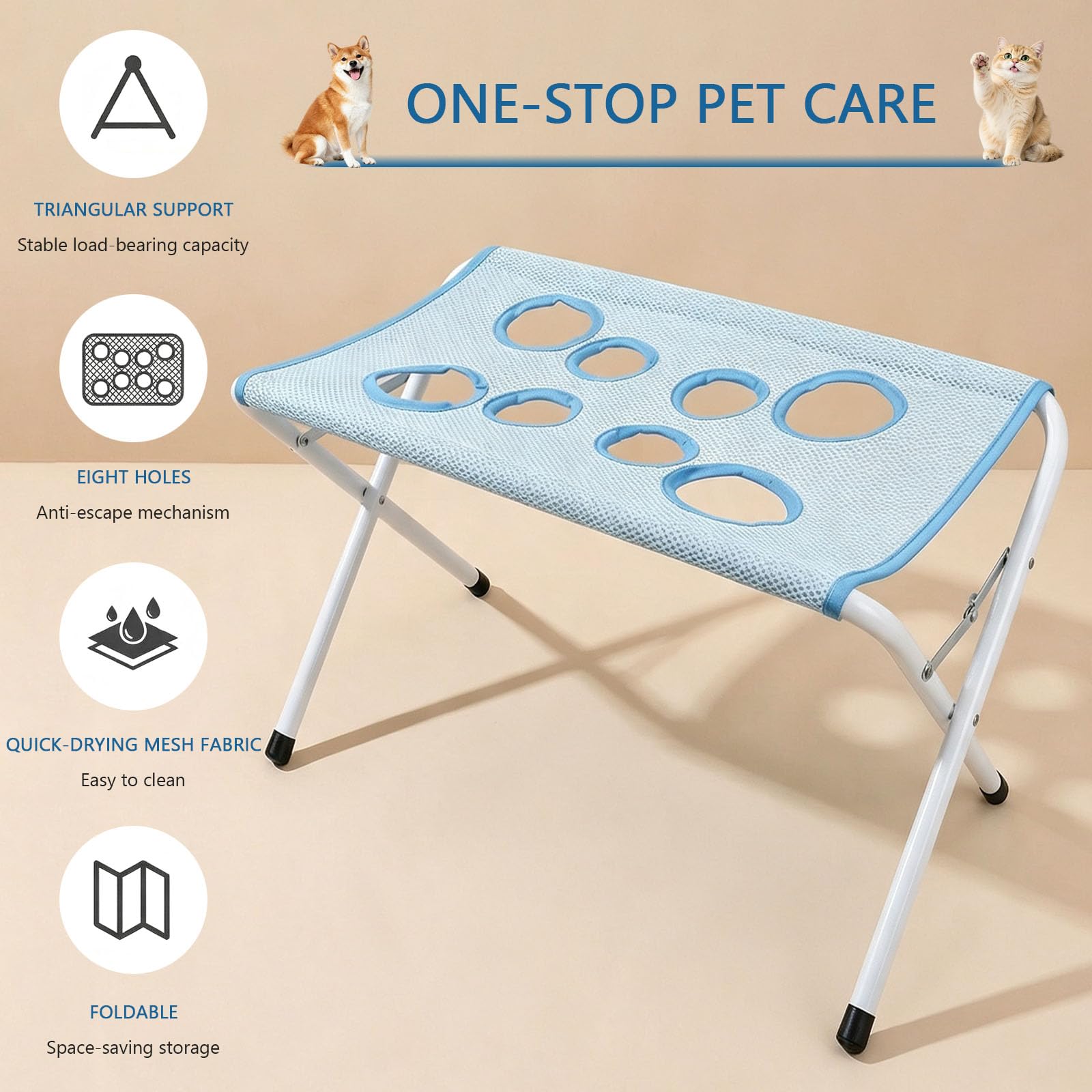 Table de Toilettage pour Chien Chat, Support de Bain Toilettage Pliable