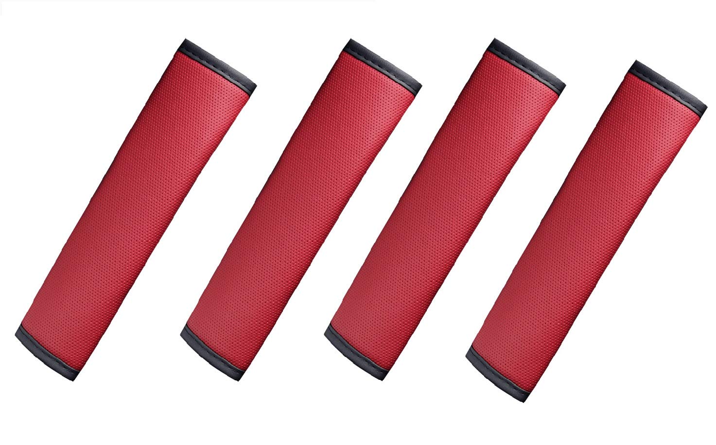 Almohadillas para cinturón de seguridad de coche, 4 unidades, de piel sintética, 6 mm de grosor, suaves y cómodas almohadillas para cinturón de seguridad de coche (vino tinto)