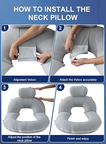 Miniatura 6 de INSEN Almohada de lectura, almohada de respaldo para sentarse en la cama para leer, cuidar y relajarse, almohada de lectura para adultos, madres y