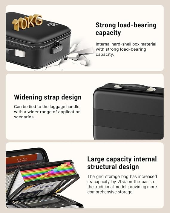 Oterri Fireproof Document Box with Lock, Black