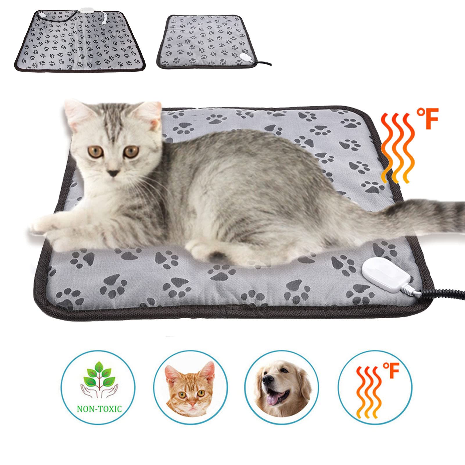 Tapis Chauffant Chat Electrique, Tapis Chauffant Imperméable pour Chien Et Chat, Coussin Chauffant Réglable pour Chien avec 3 Niveaux De Température pour Chiens Et Chats