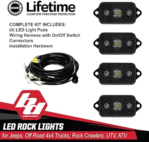 Miniatura 5 de Baja Designs Kit de luces LED Rock - 4 PCS. LED con arnés de cableado (blanco)