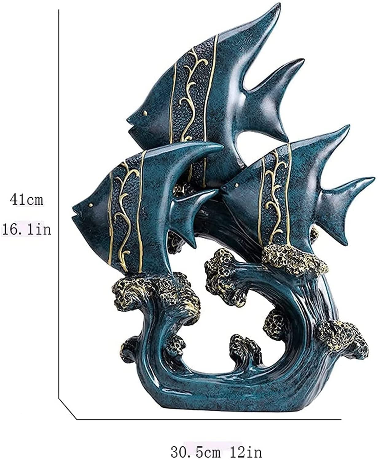Figurka Ogrodowa,Ozdoba do dekoracji rodziny Ornament, rzeźba statua Niebieska żywica Ryba Rzeźba Dekoracja domu Ozdoba biurowa, Rzeźba do wnętrz Dekoracje do domu Ogród Sypialnia Dekoracja
