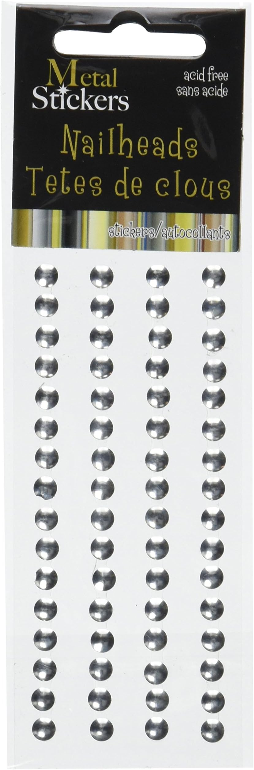 Metal Stickers Nailheads 5mm Round 64/Pkg, Silver
