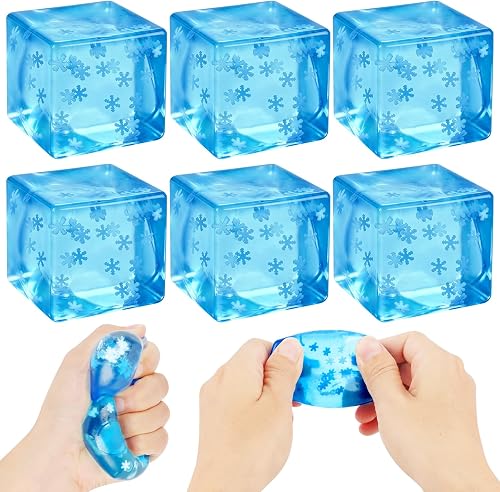 6 Pcs Cube Squishy Fidget Toys with Snowflakes, Stress Cube 