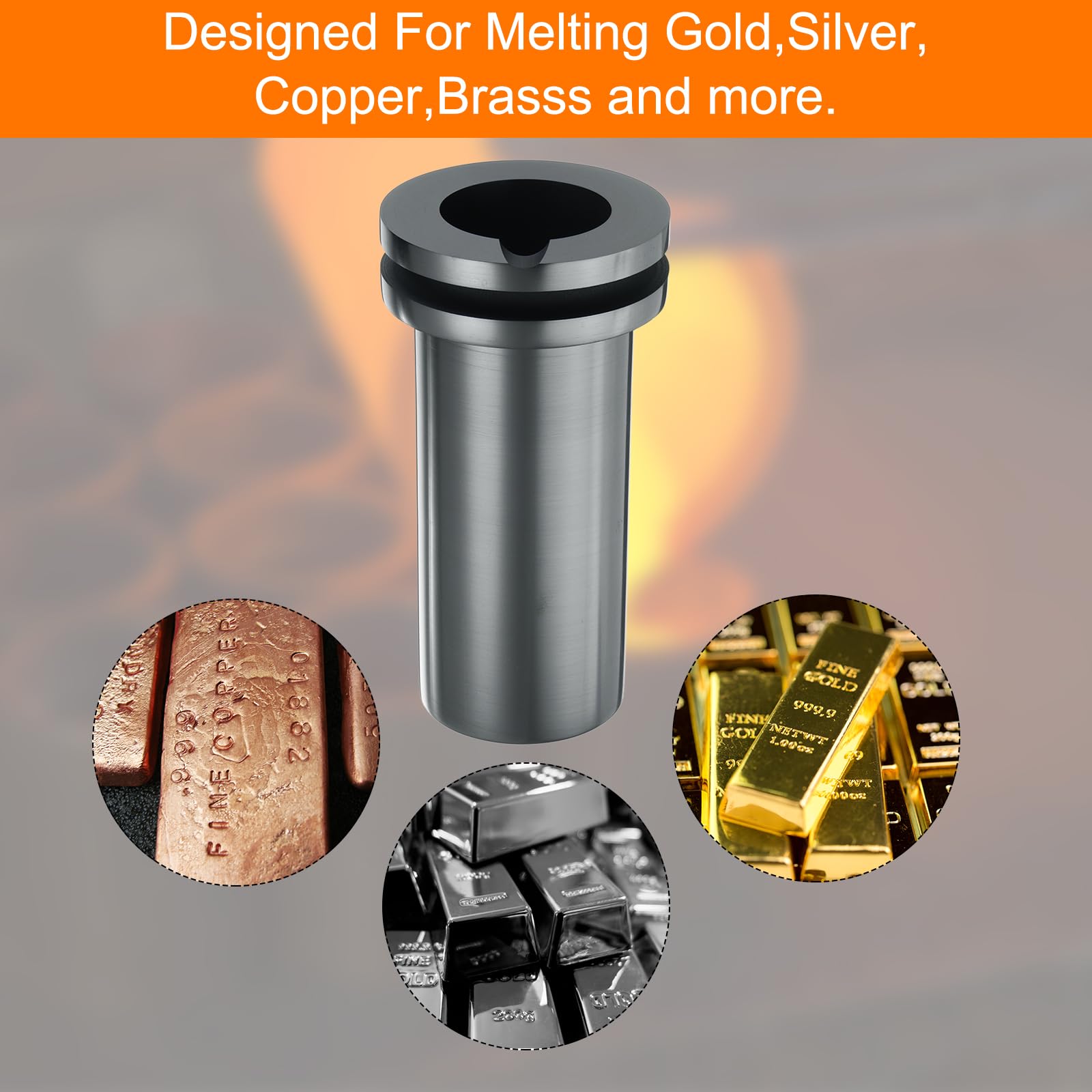 QUARKZMAN Graphit-Schmelztiegel, 1 kg Hochreiner Graphit-Schmelztiegel Metallschmelzbarren zum Schmelzen von Gold, Silber, Kupfer,1,5 Zoll IDx4,92 Zoll H
