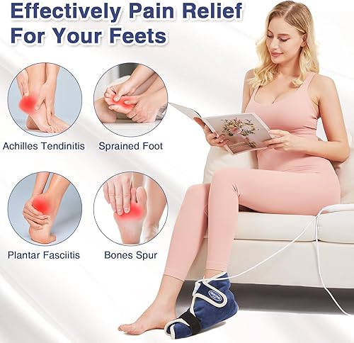 Miniatura 9 de 1 par de calentadores eléctricos de tobillo para pies, almohadillas térmicas para pies, calor penetrante profundo para tendinitis de Aquiles y