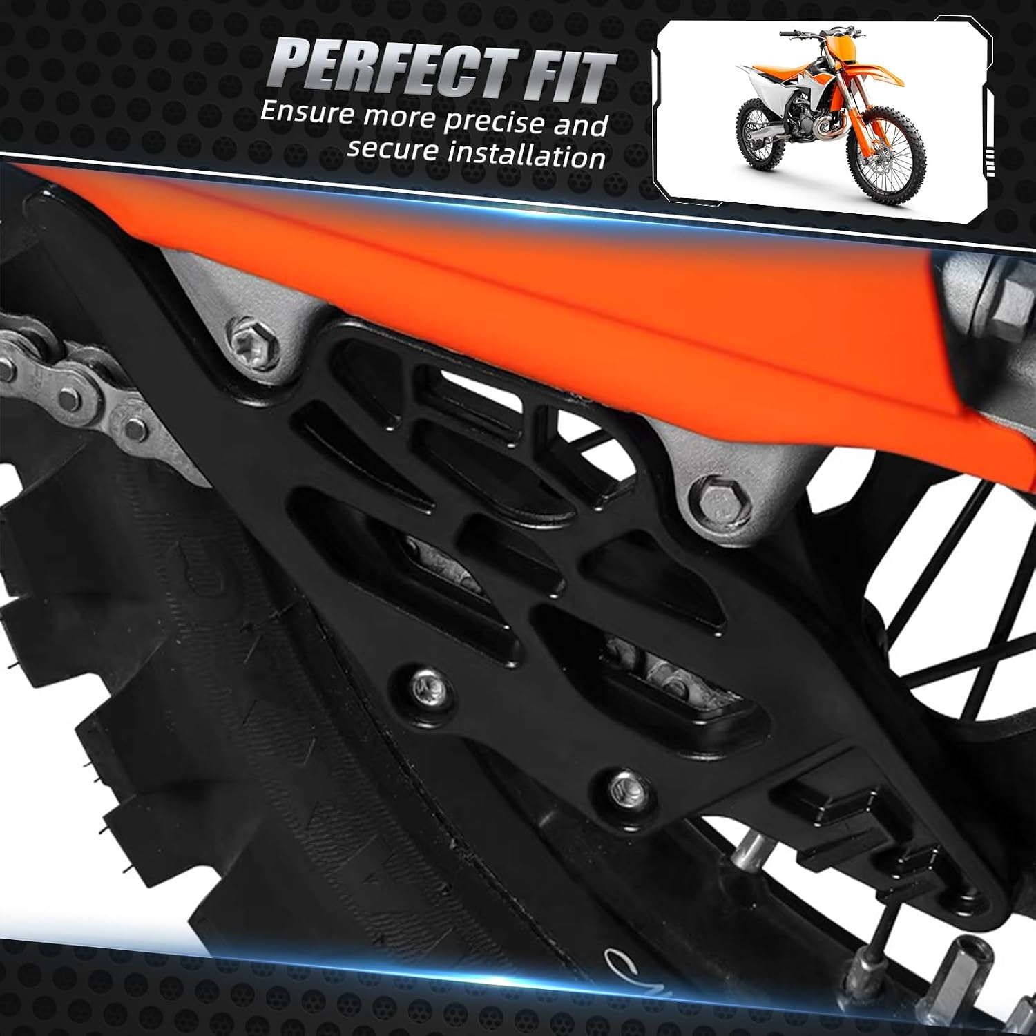 NICECNC Rear Chain Guide Slider Protector Compatible with KTM 125 XC 2023-24 125 SX 2023-2024 250 SX 2023-24 150 EXC 2024 250 SX-F 250 XC 2023-2024 250 XC-F 300 XC 2023-2024,See Fitment, Black