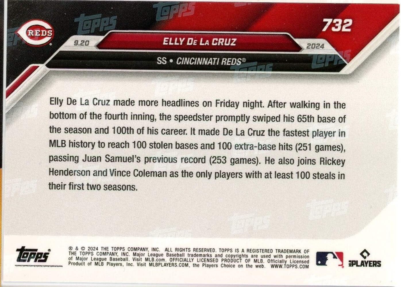 2024 Topps Now Elly De La Cruz #732 Red /10 Cincinnati Reds Rookie RC Baseball Card