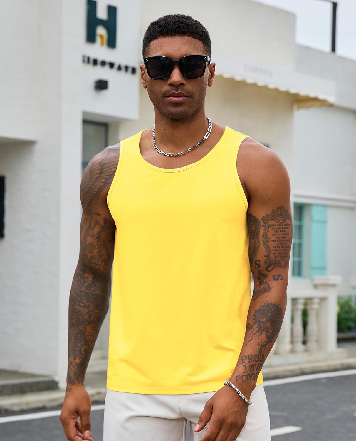 EKLENTSON Men's Workout Tank Top Summer Quick Dry Gym Shirts Muscle Sleeveless Cotton Shirt Moisture Wicking Beach - Image 2