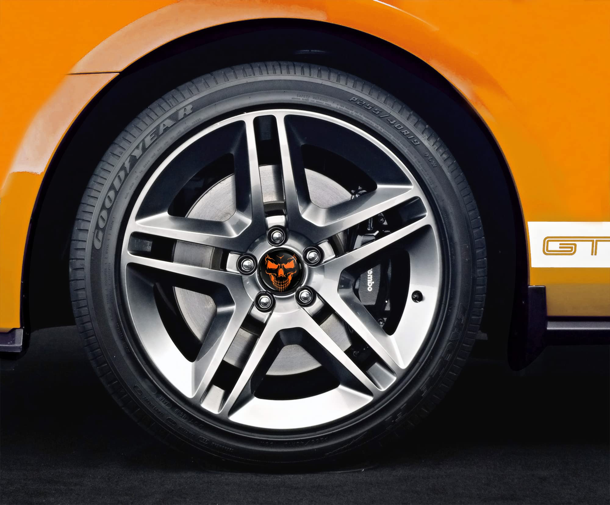 Biomar Labs 4 X Cache Moyeux, Compatible Avec Ford Enjoliveur, Capuchon De Centre De Roue 54 Mm 6M211003 Pour Alliage Jantes Crâne Skull Blau CF 26