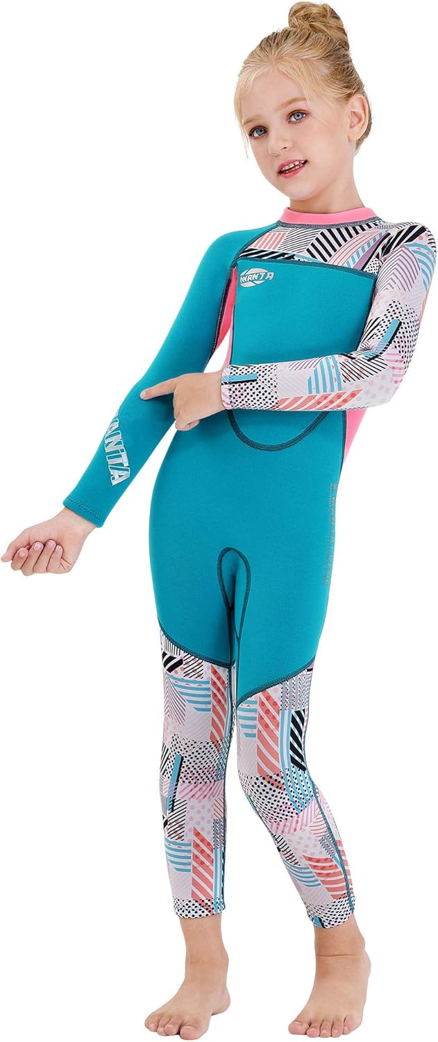 Little Kids Girls Boys UV Protection Swimsuits 2.5mm Neoprene Keep Warm Wetsuit Long Sleeves Diving Suits