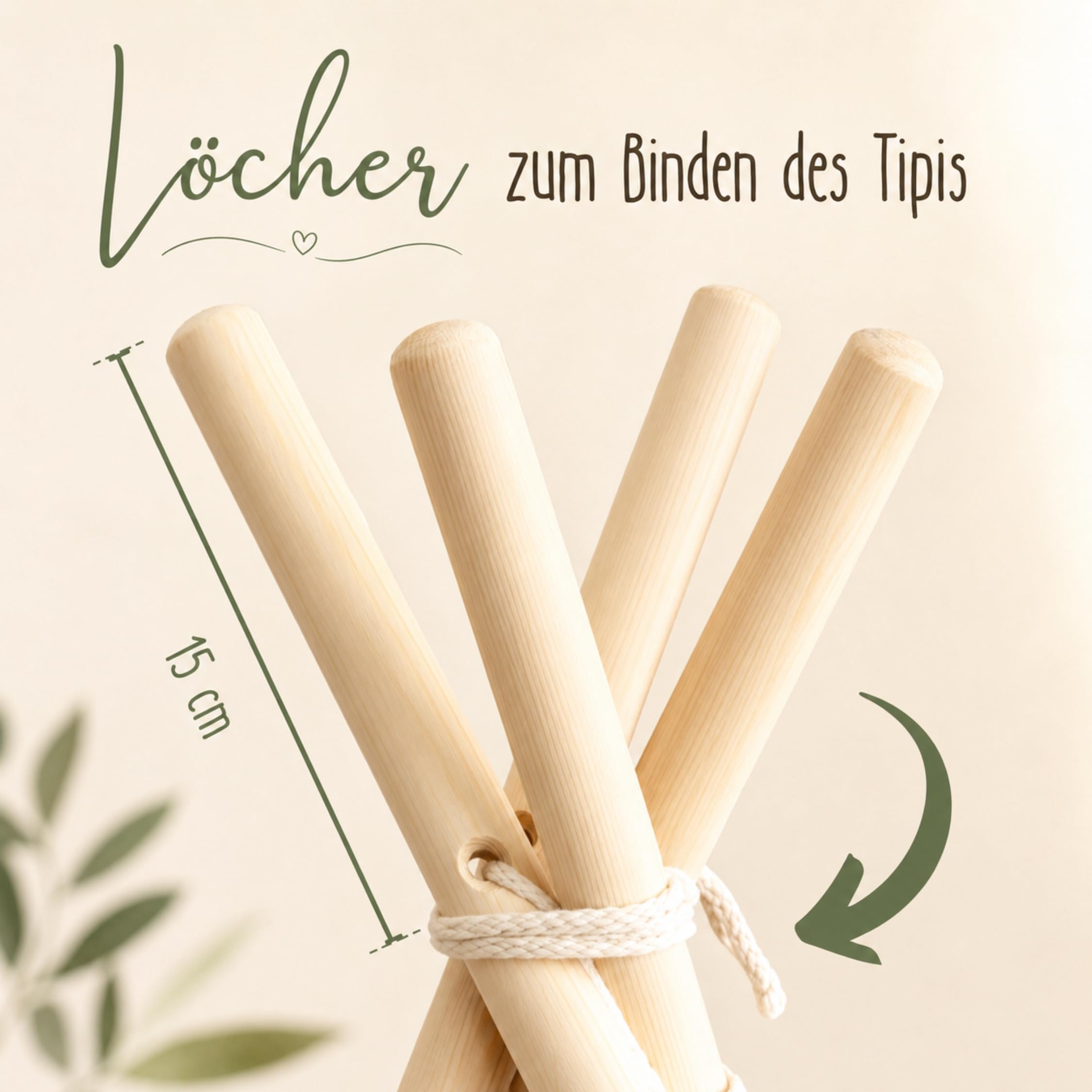 LIONHERZ® Tipi-Zeltstange [1 Stück] Ersatzstange 172cm | Kiefernholz Tippi | Ersatzteil Kinderzelt & Spielzelt | schraubbar | Holzstab DIY