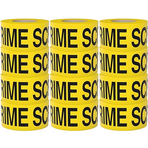 Miniatura 56 de Cinta amarilla brillante de precaución 3 x 1000 impresa en negro contrastante, 3 pulgadas. Ancha para la máxima legibilidad. Diseño resistente.
