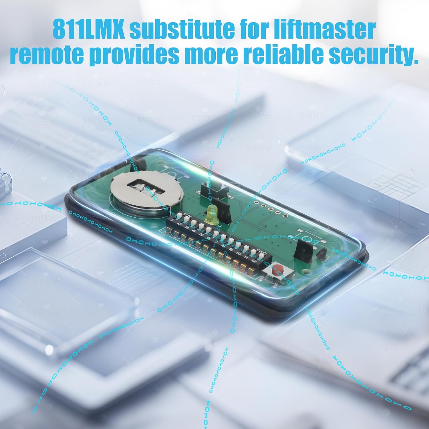 Upgrade 811LMX/811LMX MC Replaces 811LM Liftmaster Remote,12-Code Switch,811LMX Gate Opener Remote Compatible with 850LM/860LM/Star1000 Receivers,Security+ 2.0 Technology,390/315 Mhz,4Pack