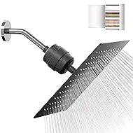 Filtered Shower Head with 20-Stage Shower Filter,Two Replacement Filter Cartridges,Rain Shower head High Pressure for Removing Chlorine and Harmful Substances(10 Inch, Matte Black)