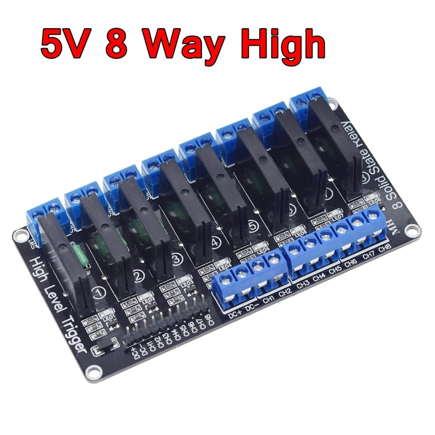 1 2 4 8 Channel 5V DC Relay Module Solid State High Low Level SSR AVR DSP for(5v 2 Way High)
