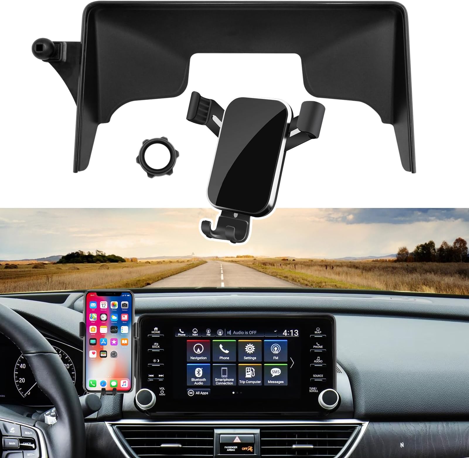 Compatible with Honda Accord Phone Mount 2018 2019 2020 2021 2022,10th Gen Accord Phone Holder for 8 inch Navigation Screen,Accord Cell Phone Holder 360 Degree Rotation Mounted Anti-Shake,black