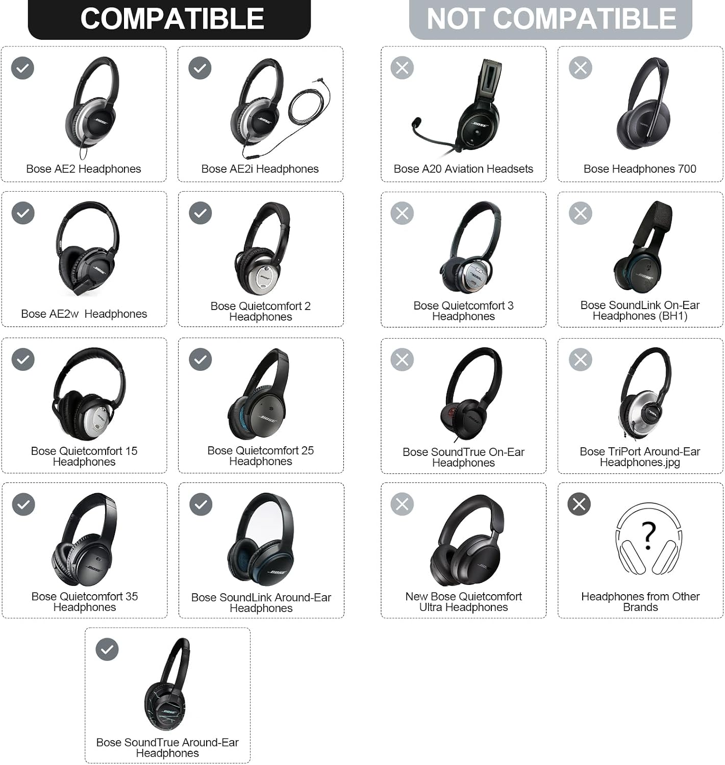Aurivor Leather Ear-Pads Cushions for Bose QuietComfort QC-35 QC-35-ii QC-25 QC-15 QC-2 Headphones, Lambskin Replacement Ear Covers for Ae2/Ae2i/Ae2W SoundLink SoundTrue Around-Ear Headsets(Silver) image 2